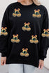 Sequin Pumpkin Graphic Relaxed Spooky Pullover Sweatshirt