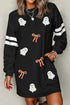 Sequin Ghost Graphic Varsity Striped Sleeve Sweatshirt Dress