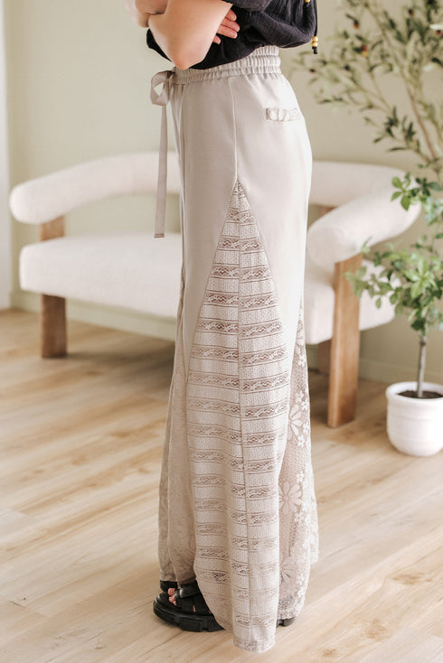 Bohemian Sheer Lace Patchwork Wide Leg Pants