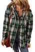 Plaid Print Chest Pocket Button Down Hooded Shacket