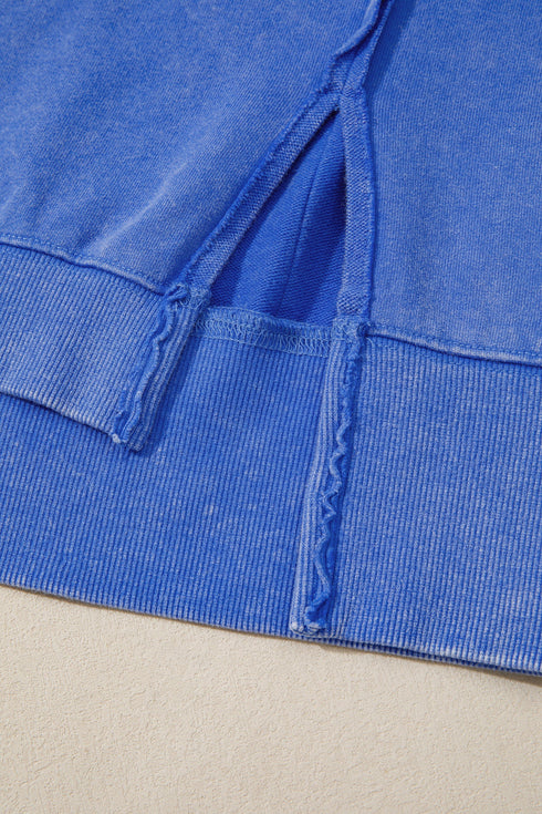 Split Hem Loose Silhouette Washed Tunic Sweatshirt
