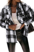 Modern Textured Plaid Print Flap Pocket Shacket