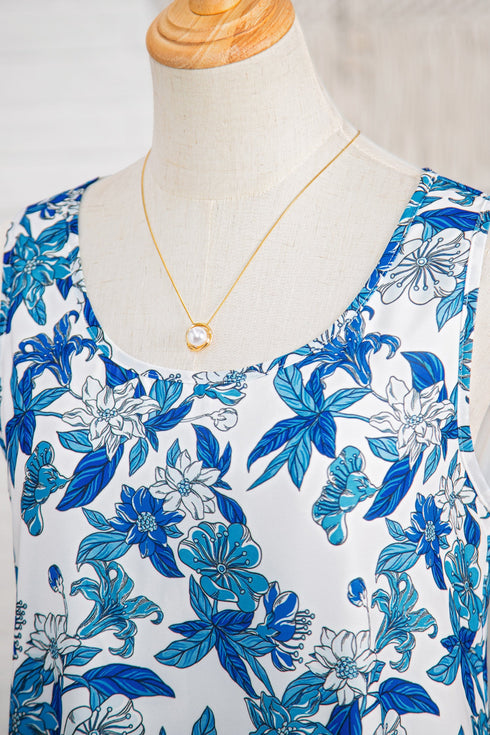 Sleeveless U Neck Striped Patchwork Ruffle Hem Floral Dress