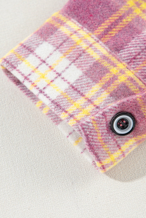 Casual Plaid Print Chest Pocket Long Sleeve Shacket