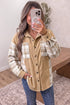 Polyester Plaid Pattern Shirt Collar Shift Jacket