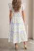 Tulip Floral Print Contrast Trim A Line Midi Dress