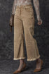 High Rise Cropped Washed Denim Wide Leg Jeans
