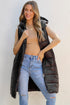 Exclusive Solid Long Quilted Hooded Puffer Vest