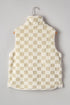 Checkered Sherpa Fleece Snap Button Pocket Vest