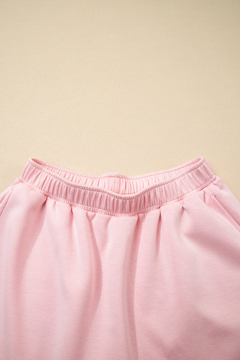 Puff Sleeve Pearl Embellished Scallop Trim Two Piece Dress