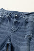 Distressed Frayed Slim Fit High Waist Denim Jeans