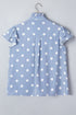 Stripe Polka Dot Print Pleated Ruffle Sleeve Blouse