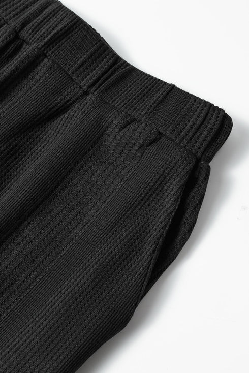 Textured Ribbed Ruffle Tank Top Wide Leg Pant Set