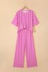 Checkered Print Half Sleeve Two Piece Loungewear Set