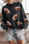 Sequin Football Patch Mineral Wash Pullover Sweatshirt