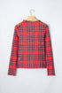Sheer Plaid Round Neck Long Sleeve Pullover Top