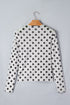 Sheer Polka Dot Mesh Stand Neck Long Sleeve Top
