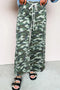 Camouflage Print Wide Leg Drawstring Western Denim Jeans