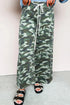 Camouflage Print Wide Leg Drawstring Western Denim Jeans