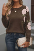 Floral Print Drop Shoulder Relaxed Pullover Sweater