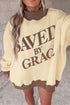 Oversized Saved By Grace Print Mock Neck Sweatshirt