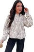 Abstract Camouflage Print Ribbed Edge Long Sleeve Hoodie