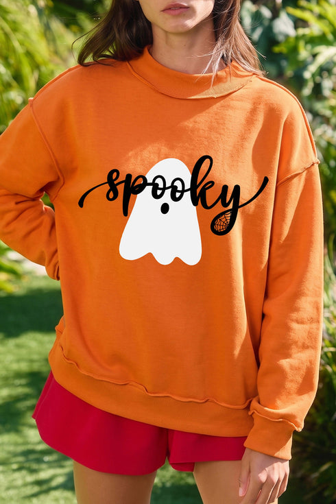 Ghost Reversible Print Mock Neck Pullover Sweatshirt