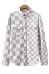 Checkered Print Flap Pocket Button Front Shacket