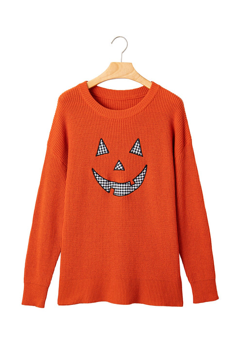 Applique Graphic Drop Shoulder Round Neck Long Sleeve Sweater