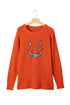 Applique Graphic Drop Shoulder Round Neck Long Sleeve Sweater
