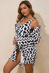 Wavy Print Tie Front One Piece Swimsuit
