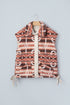 Geometric Print Fleece Metal Button Placket Shift Silhouette Vest