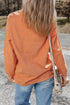 Patchwork Pumpkin Graphic Corded Ribbed Round Neck Tunic Sweatshirt