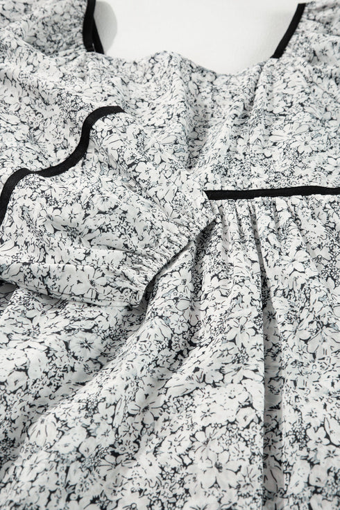 The Isabella Floral Print Open Back Balloon Sleeve Square Neck Mini Ensemble