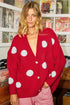 Oversized Polka Dot Button Front V Neck Cardigan