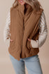 Textured Corduroy Stand Neck Zipped Puffer Vest