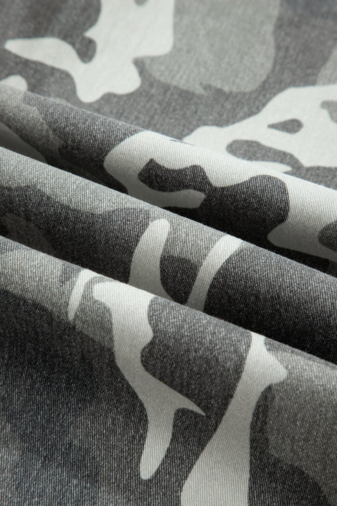 Elastane Camo Pattern Cotton Denim Shift Jeans