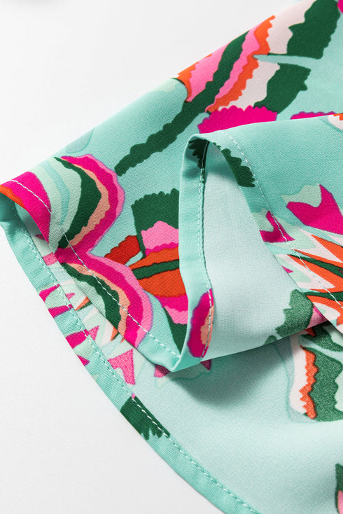 Abstract Lace-up High Waist Buttoned Mini Dress