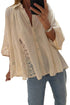 Sheer Lace Splicing Bracelet Sleeve Loose Flowy Blouse