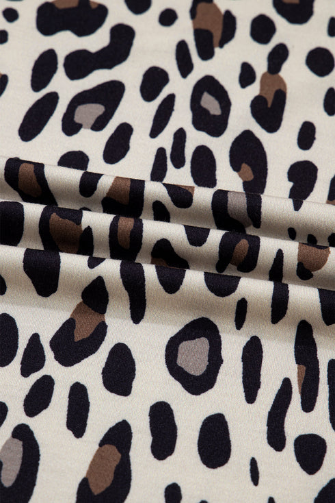 Exposed Seam Patched Pocket Leopard Wide Leg Bottoms