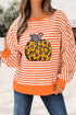 Striped Leopard Pumpkin Graphic Print Pullover Sweatshirt