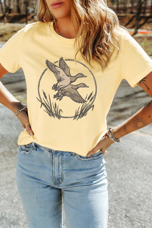 Retro Western Mallard Print Duck Graphic Tee
