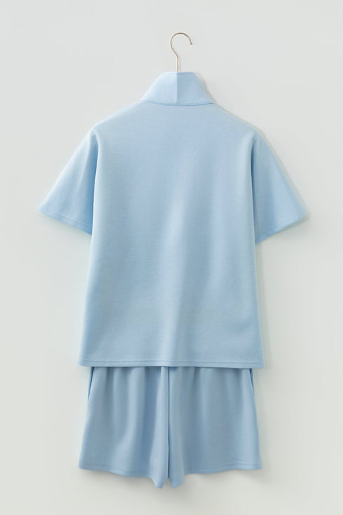 Active Half Zip Loose Short Sleeve Sweatshirt Short Sets