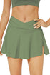 Solid Active Criss Cross Waist Flared Swim Skirt Bottoms