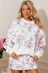 Floral Print Long Sleeve Top Elastic Waist Skort Two Piece Dress Set