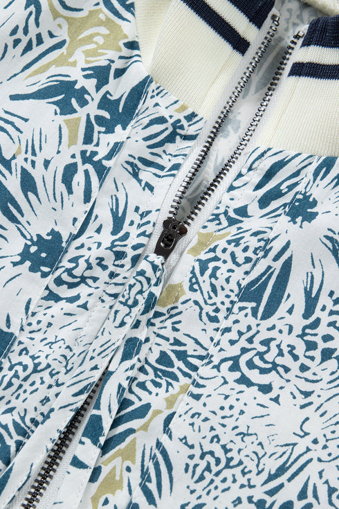 Patchwork Collar Striped Webbing Short Sleeve Floral Dress