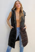 Exclusive Solid Long Quilted Hooded Puffer Vest