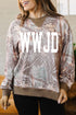 Polyester Elastane Camo Wwjd Graphic Slit Sweatshirt