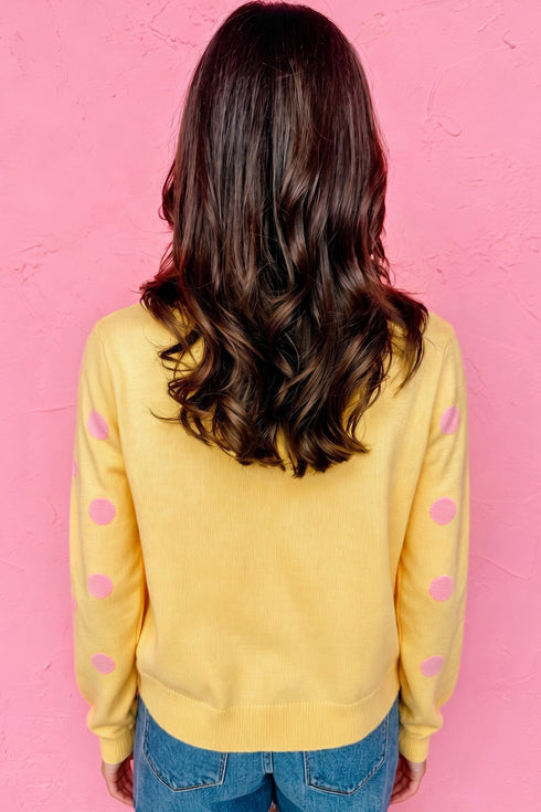 Polka Dot Button Front Long Sleeve Cardigan
