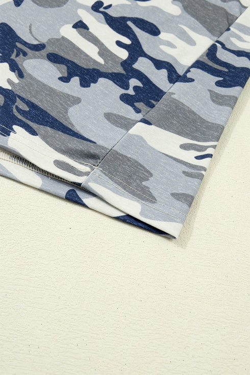 Camouflage Print Western Crew Neck Short Sleeve Tee